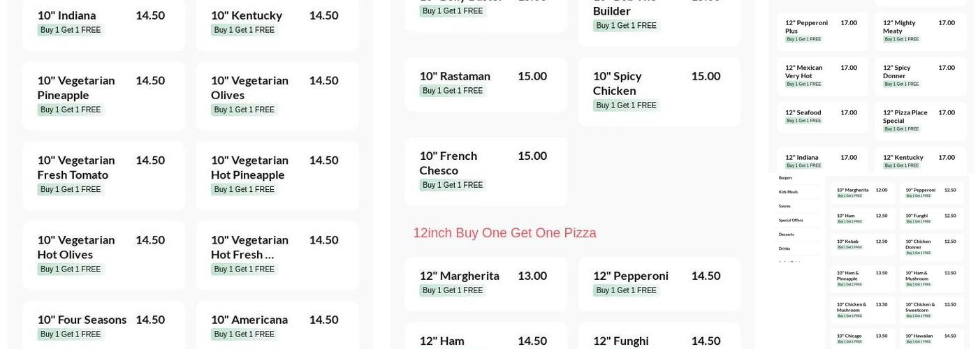 Pizza Place Menu