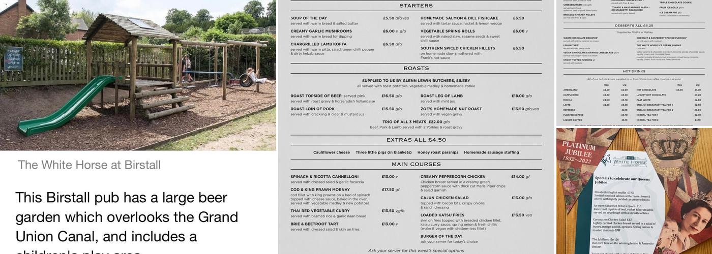 The White Horse Menu