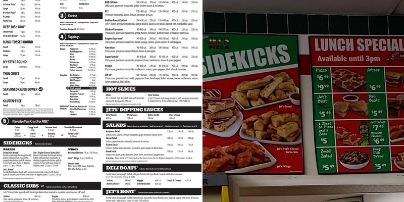 Jet's Pizza Menu