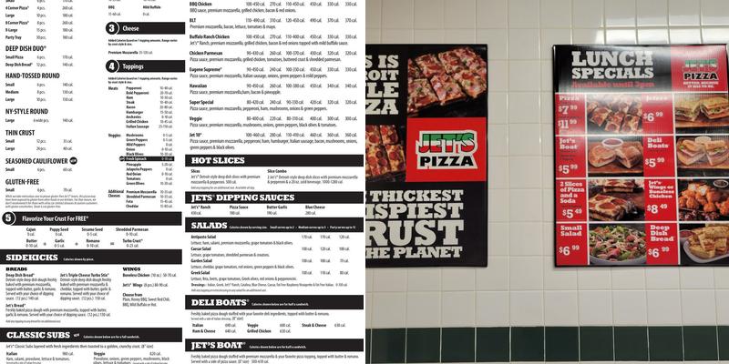 Jet's Pizza Menu