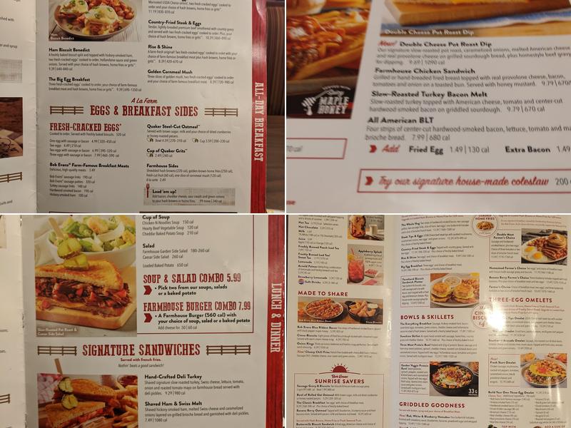 Bob Evans Menu