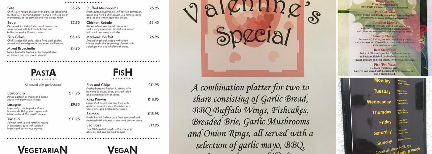 The Smisby Arms Menu