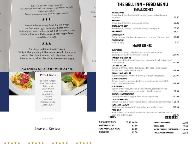 The Bell Inn Menu