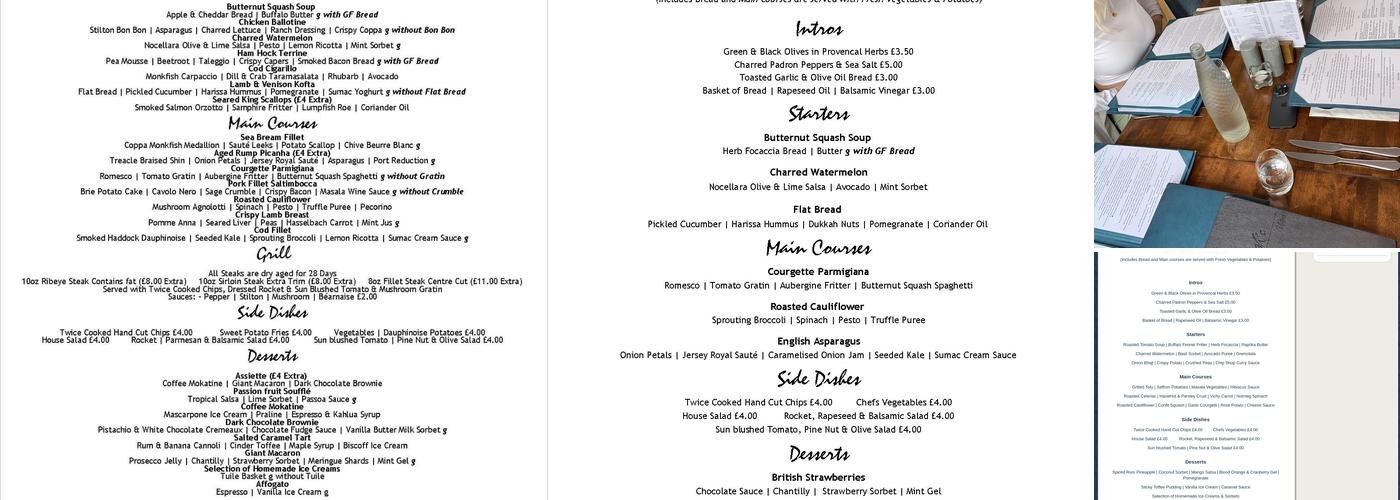 Ascough's Bistro Menu