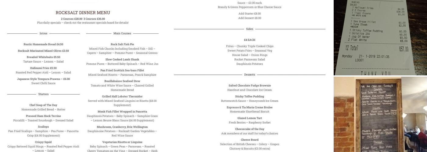 Rocksalt Bistro Menu