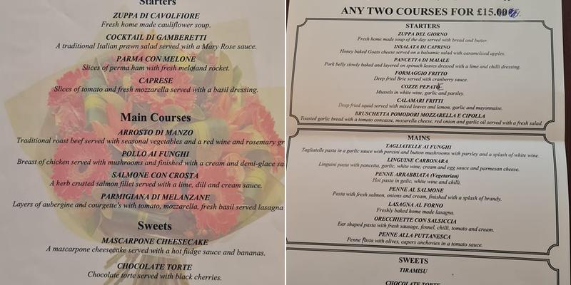 La Torre Menu
