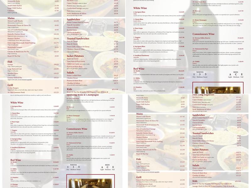 The Swan & Royal | Pub & Rooms Menu