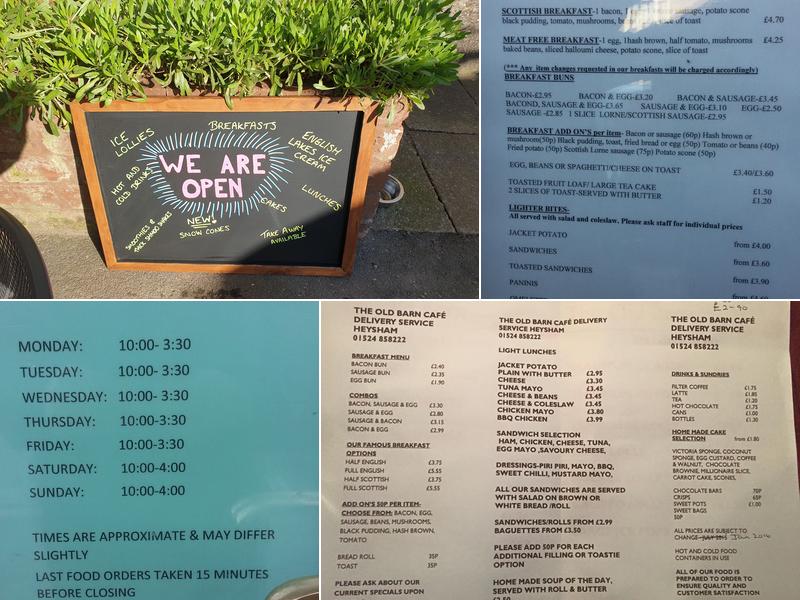 The Old Barn Cafe Menu