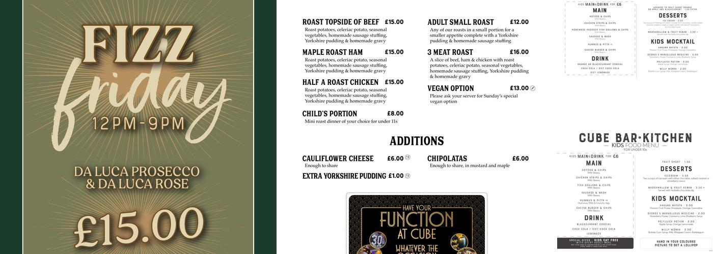 Cube Bar Kitchen Menu