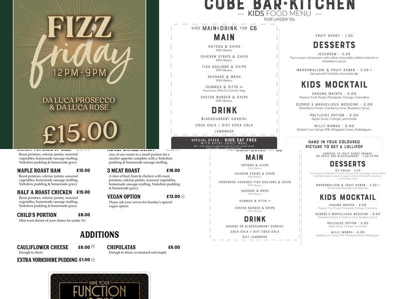 Cube Bar Kitchen Menu