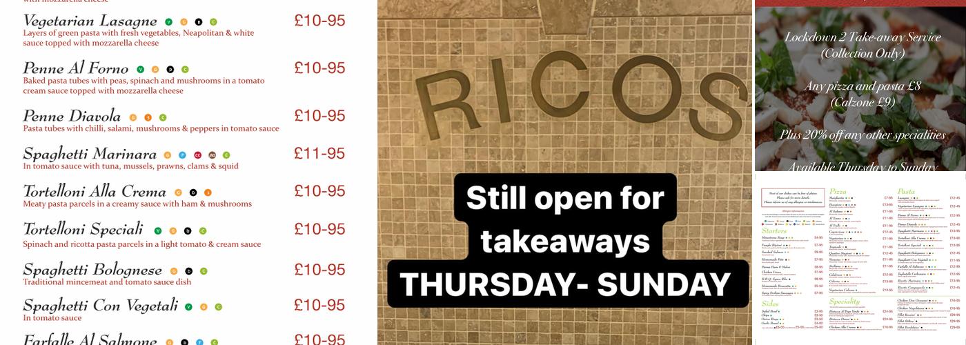 Rico's Restaurant Ltd Menu