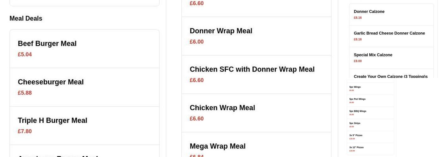 The Kebab House, Lancashire Menu