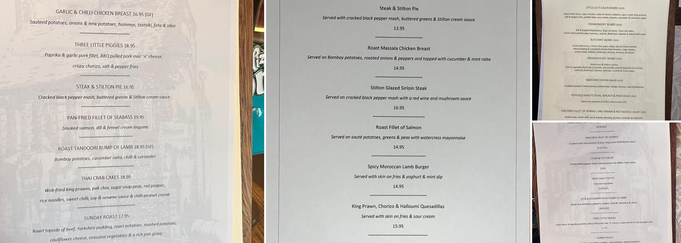 The Whitchaff Inn Menu