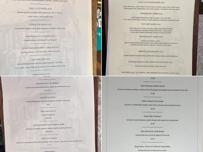 The Whitchaff Inn Menu