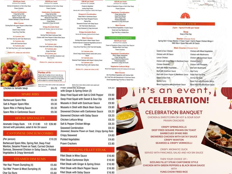 Peacock Inn Chinese Restaurant Menu