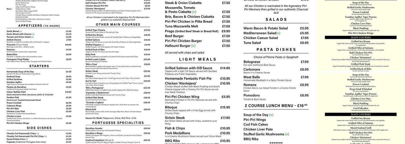 Piri Piri Grill Menu