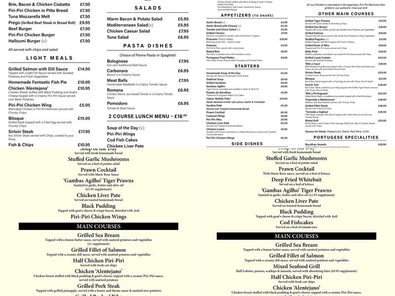 Piri Piri Grill Menu