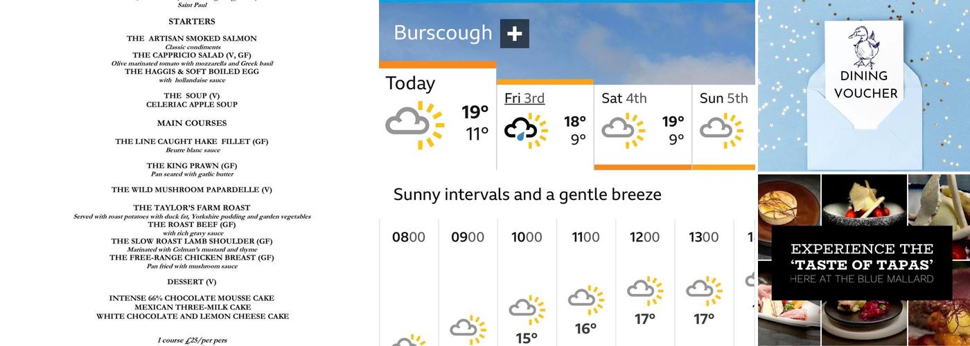 The Blue Mallard Menu