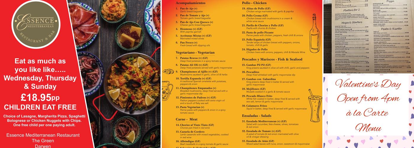 Essence Mediterranean Restaurant and Bar Menu