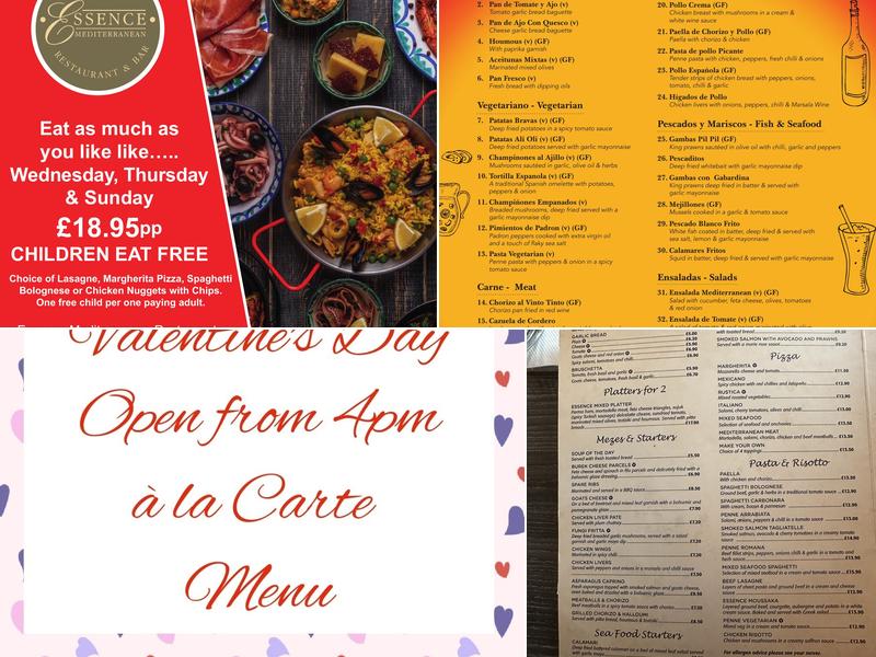 Essence Mediterranean Restaurant and Bar Menu