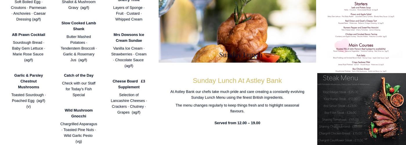 Astley Bank Hotel Menu