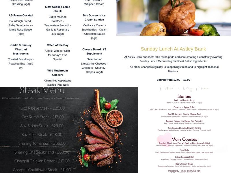 Astley Bank Hotel Menu