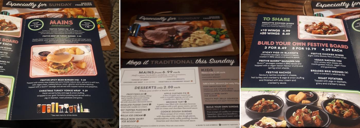 The Bridgewater Menu