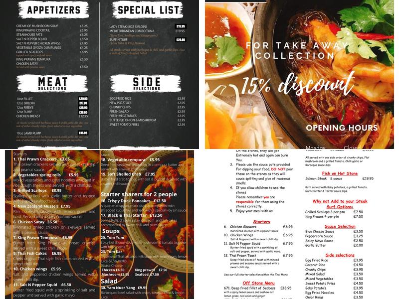 Black Stone Grill & Thai Restaurant Menu