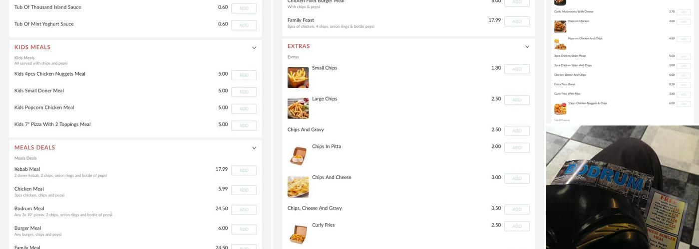 Bodrum Takeaway Menu