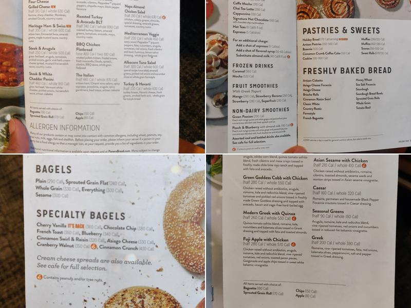 Panera Bread Menu