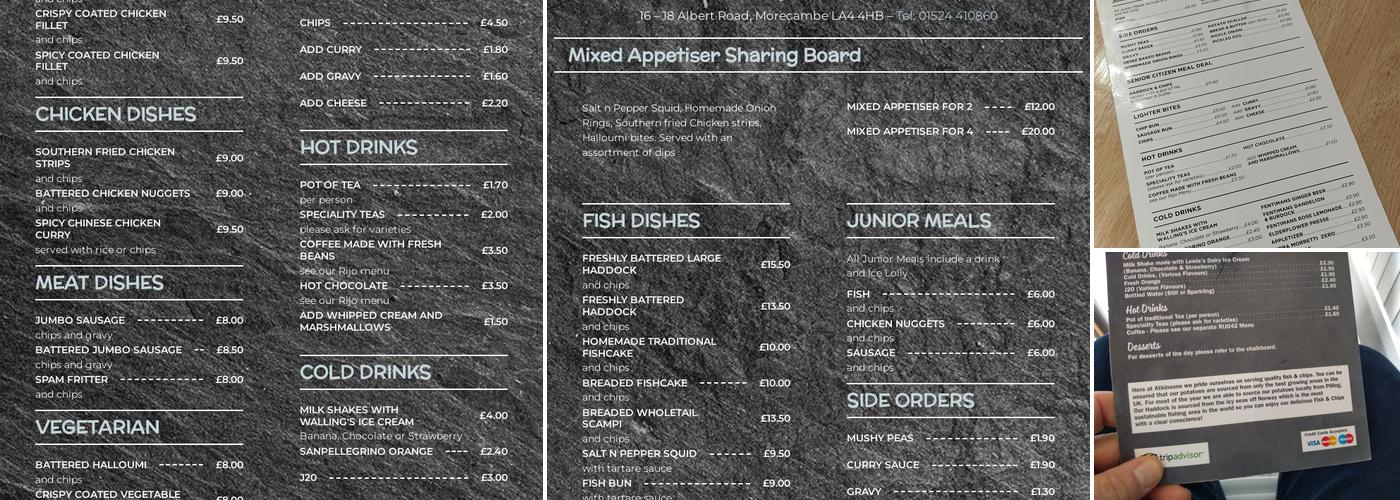 Atkinsons Fish & Chips Menu