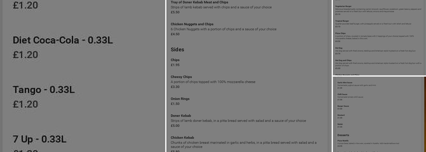 Gizmo's Pizzeria Menu