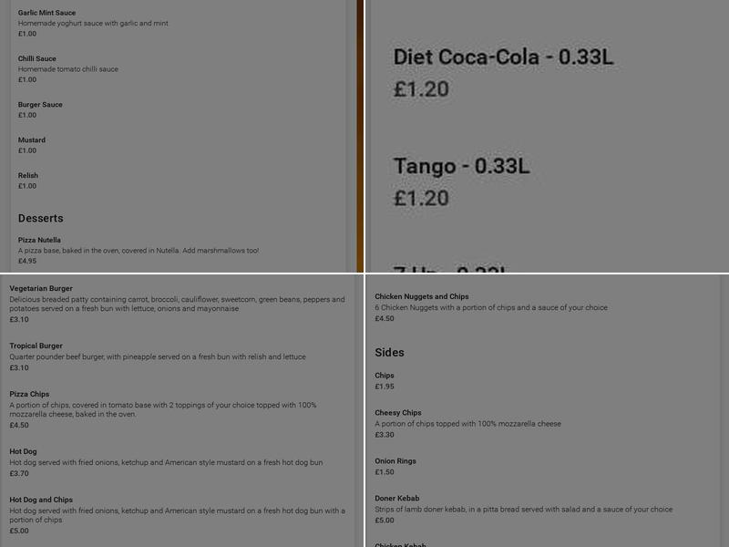 Gizmo's Pizzeria Menu