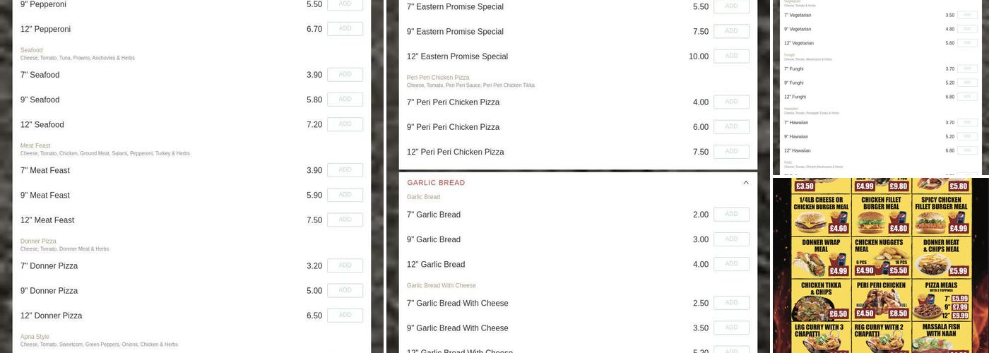 Eastern Promise Menu