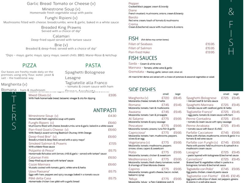 Franco's Ristorante Pizzeria Menu
