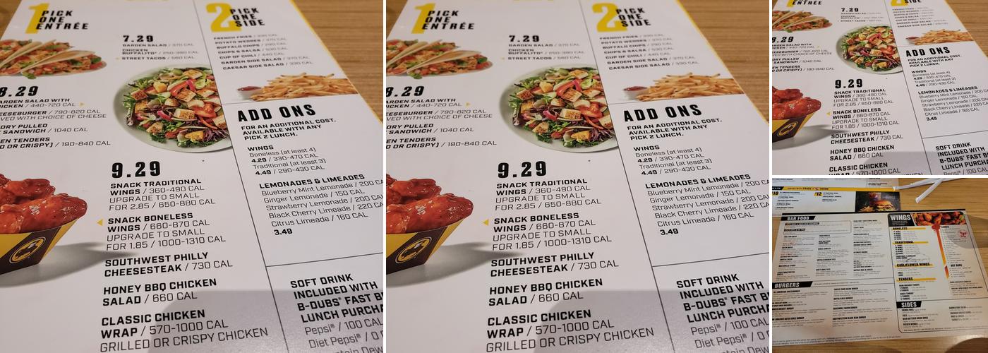 Buffalo Wild Wings Menu