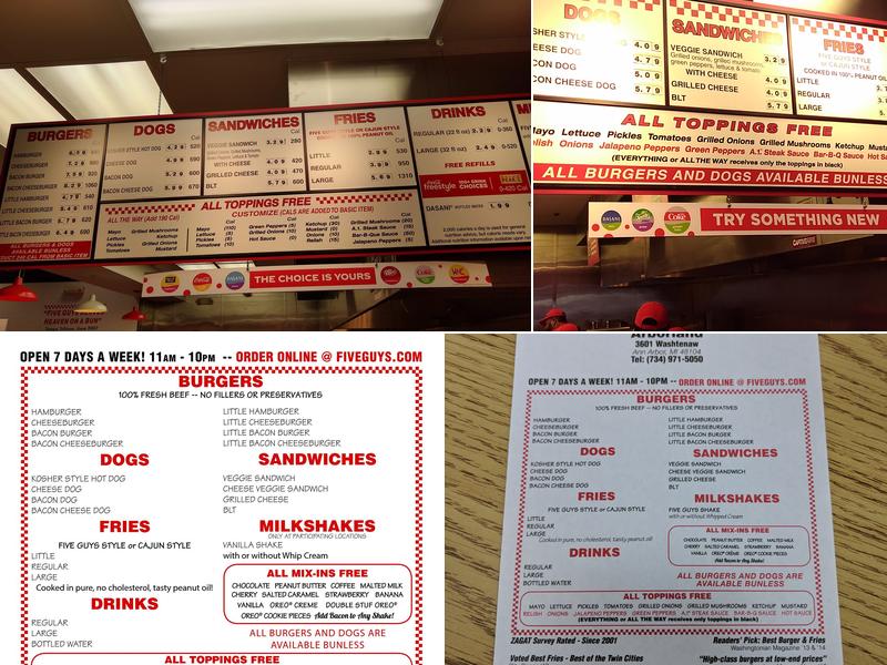 Five Guys Menu