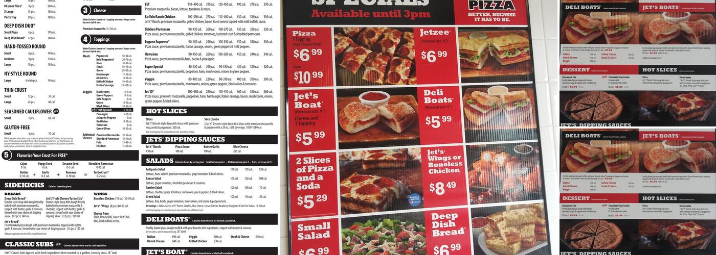 Jet's Pizza Menu