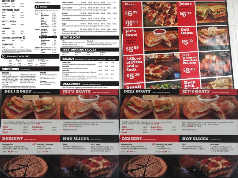 Jet's Pizza Menu