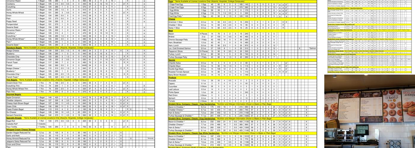 Einstein Bros. Bagels Menu