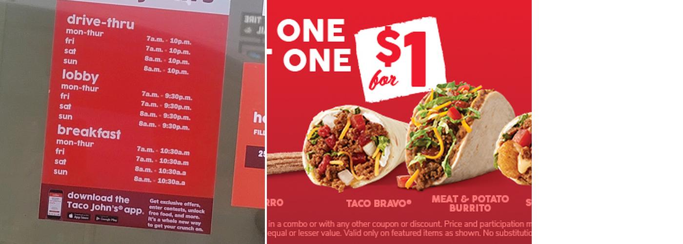 Taco John's Menu