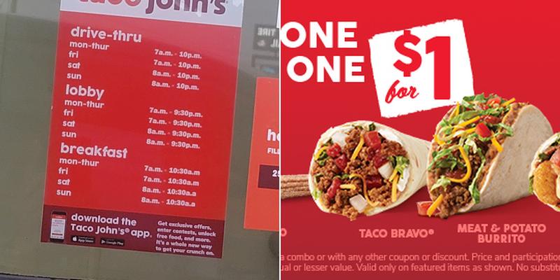 Taco John's Menu