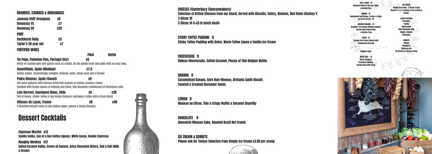 The Pearsons Arms Menu