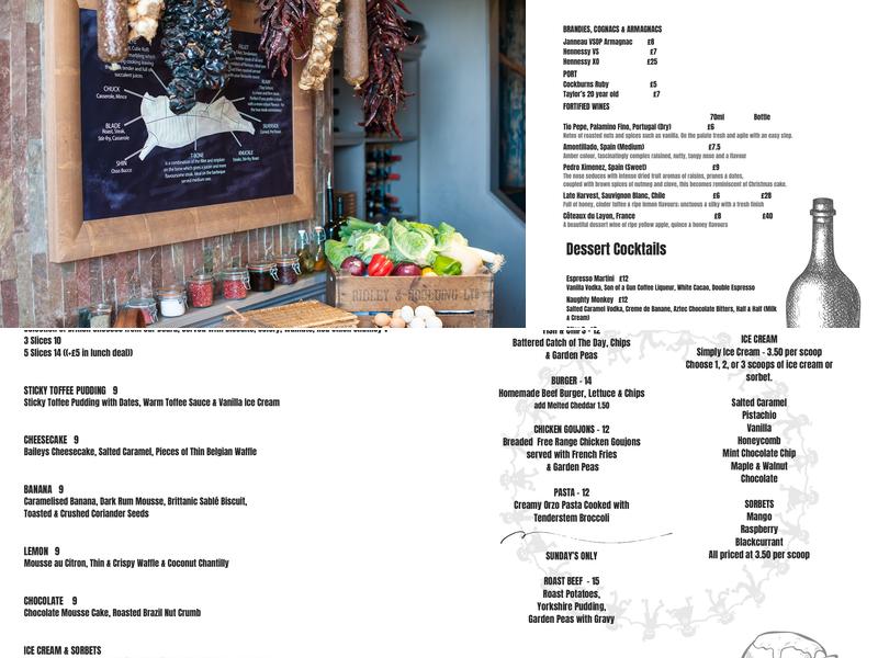 The Pearsons Arms Menu