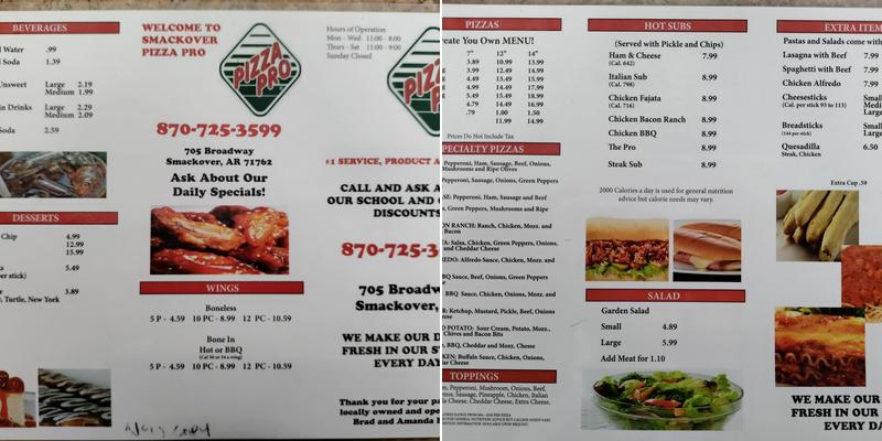 Pizza Pro Menu