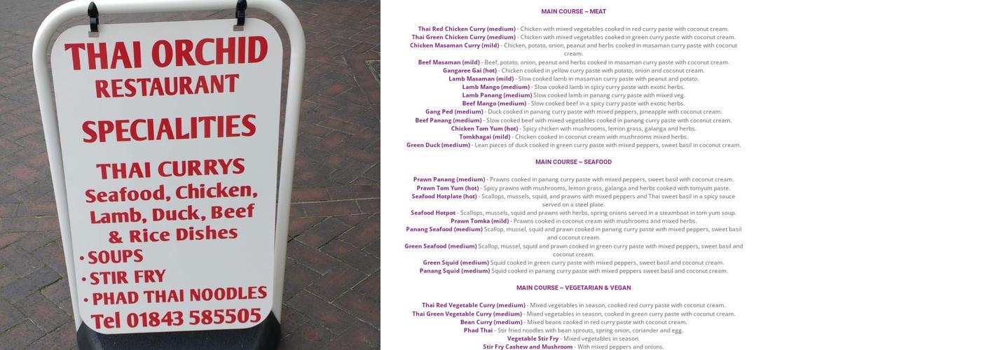Thai Orchid Menu