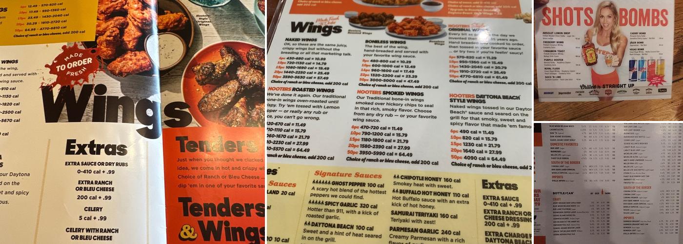 Hooters Menu