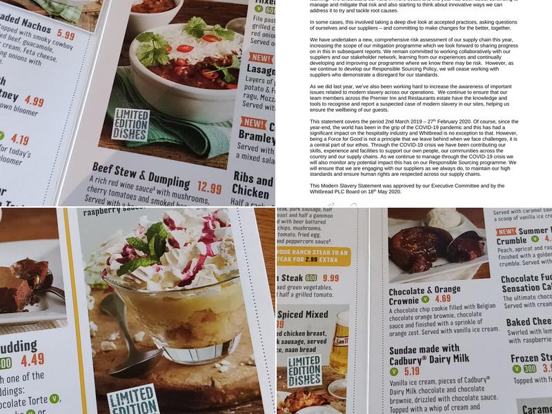 Premier Inn Dover Central (Eastern Ferry Terminal) hotel Menu