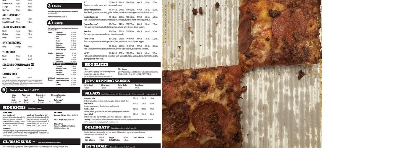 Jet's Pizza Menu