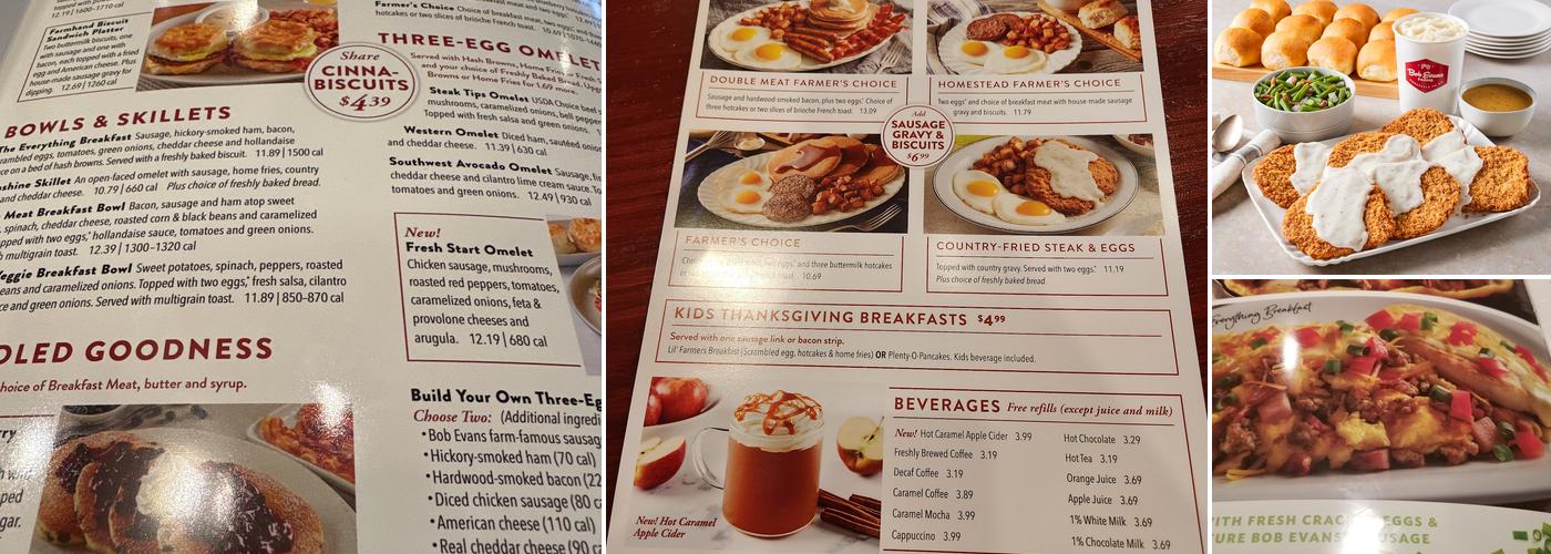 Bob Evans Menu